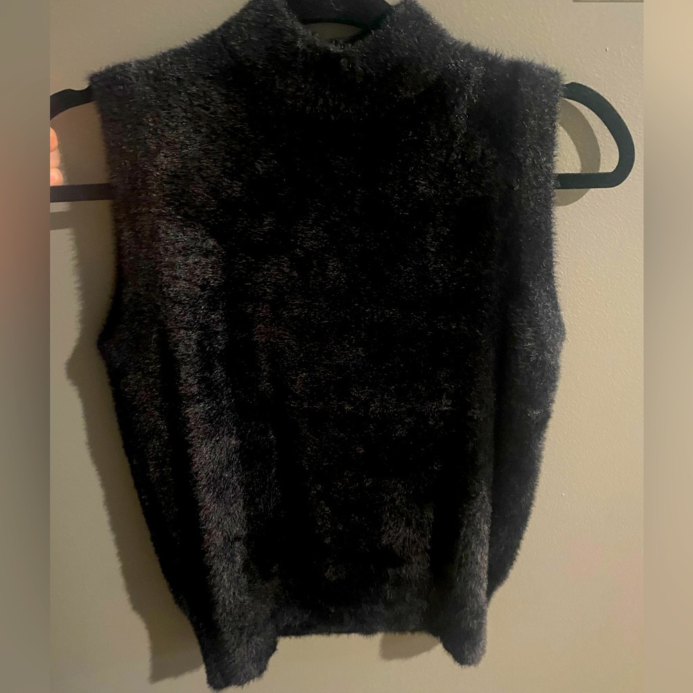 Rachel Zoe black faux fur vest